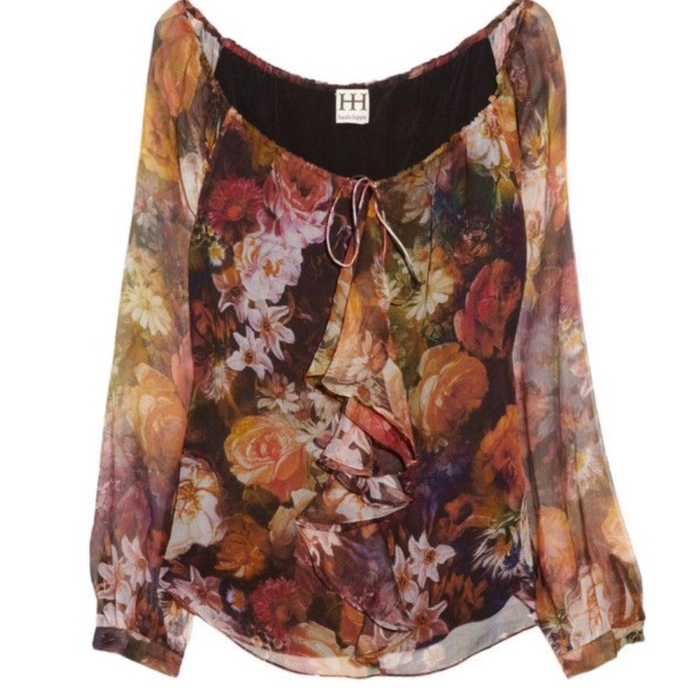 Haute Hippie 100% Silk Floral Top NWT